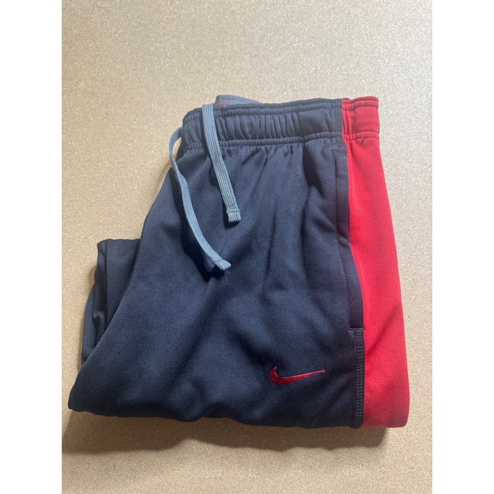 Nike Dri-FIT Mens Black Red Stripe Zipper Leg Athletic Warm Up Pants Large